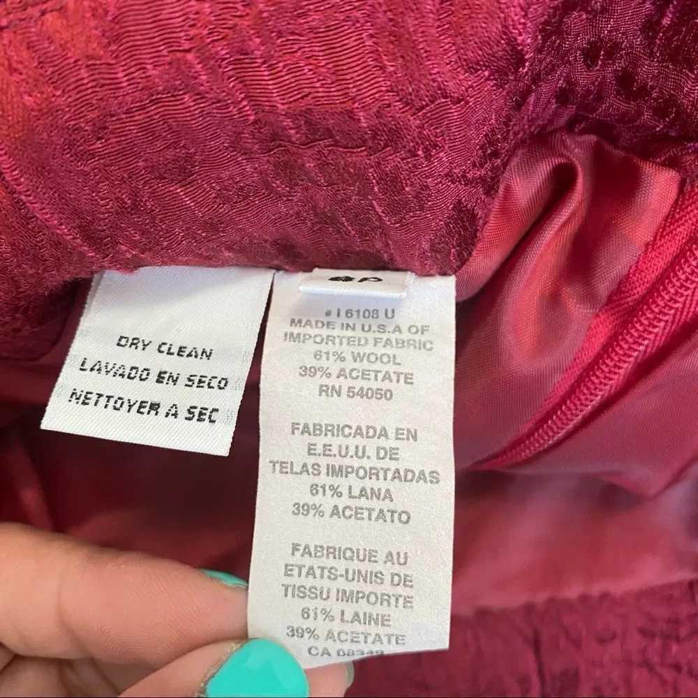 Christian Dior Wool Blend Red Jacket Skirt set 8P